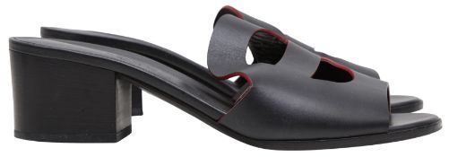 Hermes Black Mona Heeled Sandal - Size 37.5