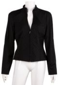 Thierry Mugler Black Wool Funnel Neck Jacket - Size 38