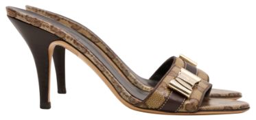 Gucci Brown Supreme GG Heeled Mule - Size 35.5