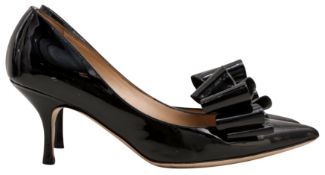 Valentino Black Bow Kitten Heeled Pump - Size 38