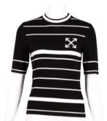 Off White Monochrome Short Sleeve Knit Top