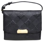 Burberry Black Check Embossed Langley Crossbody Bag