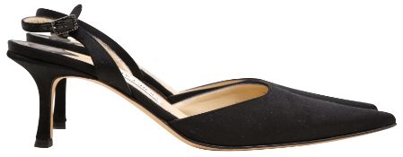 Jimmy Choo Black Kitten Heeled Slingback - Size 38.5