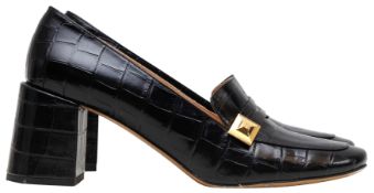 Mulberry Black Crocodile Mid Heel Loafer - Size 41