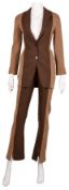 Burberry Brown Wool Herringbone Trouser Suit - Size XXS & 2
