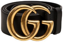 Gucci Black GG Marmont Belt - Size 95