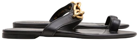 Saint Laurent Black Jota Chain Flat Sandal - Size 37
