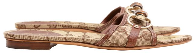 Gucci Brown GG Bamboo Flat Sandal - Size 36
