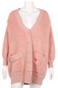 Fendi Pink Mohair Teddy Logo Cardigan - Size 38