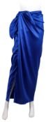 Balenciaga Royal Blue Satin Maxi Skirt - Size 38