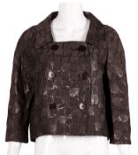 Max Mara Brown Metallic Box Jacket - Size 10