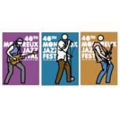 § Julian Opie (British B.1958) Montreux Jazz Festival (Purple, Mustard, Blue)