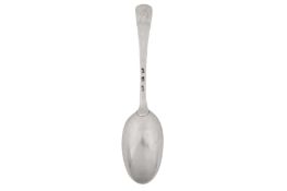 An early George II sterling standard silver tablespoon, London 1727, maker’s mark obliterated