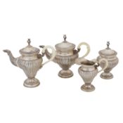 A mid-20th century Italian 800 standard silver four -piece tea and coffee set, Firenze circa 1930 ma