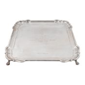 A George V sterling silver salver, London 1913 by Hawksworth, Eyre and Co Ltd