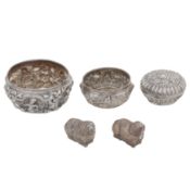 A mixed group of mid-20th century Thai and Cambodian unmarked silver