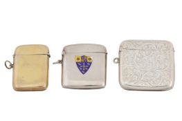 A George V sterling silver and enamel vesta case, Birmingham 1917 by Horace Woodward and Co Ltd