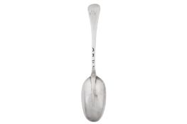 A George I sterling standard silver tablespoon, London 1725 by John Millington (this mark reg. 23rd 