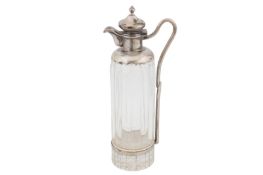 An early 20th century Austrian 800 standard silver mounted claret jug, Vienna circa 1910 by FR