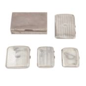 A mixed group of sterling silver cigarette case