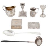 A mixed group of George II and later sterling silver