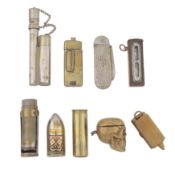 A mixed group of brass vesta cases