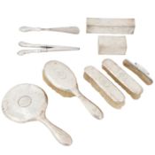 An Edwardian sterling silver dressing table set, London 1909 by W and G Neal