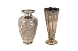 Two mid-20th century Persian (Iranian) silver vases, Isfahan circa 1960