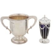 A George V sterling silver twin handled trophy cup, London 1935