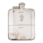 A George V sterling silver spirit or hip flask, London 1918 by Goldsmiths and Silversmiths