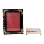 An Edwardian sterling silver mounted tortoiseshell photograph frame, London 1896 no maker’s mark