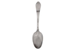 A Queen Anne Britannia standard silver tablespoon, London 1709 by Isaac Davenport (reg. April 1697)