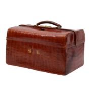 An Edwardian sterling silver fitted traveling dressing gladstone type vanity case, some London 1909 