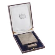 A cased mid-20th century Spanish 916 standard silver compact and lipstick holder set, circa 1950