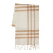 Burberry Ivory Cashmere Giant Check Scarf