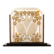Art Deco, Europe Decorative frosted and gilded glass panel mounted in a stand