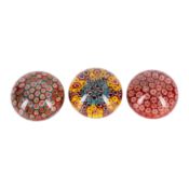 Contemporary, Italy Three Millefiori paperweights 