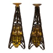 Harry Besson (British) Brutalist three sided sculptural candleholders