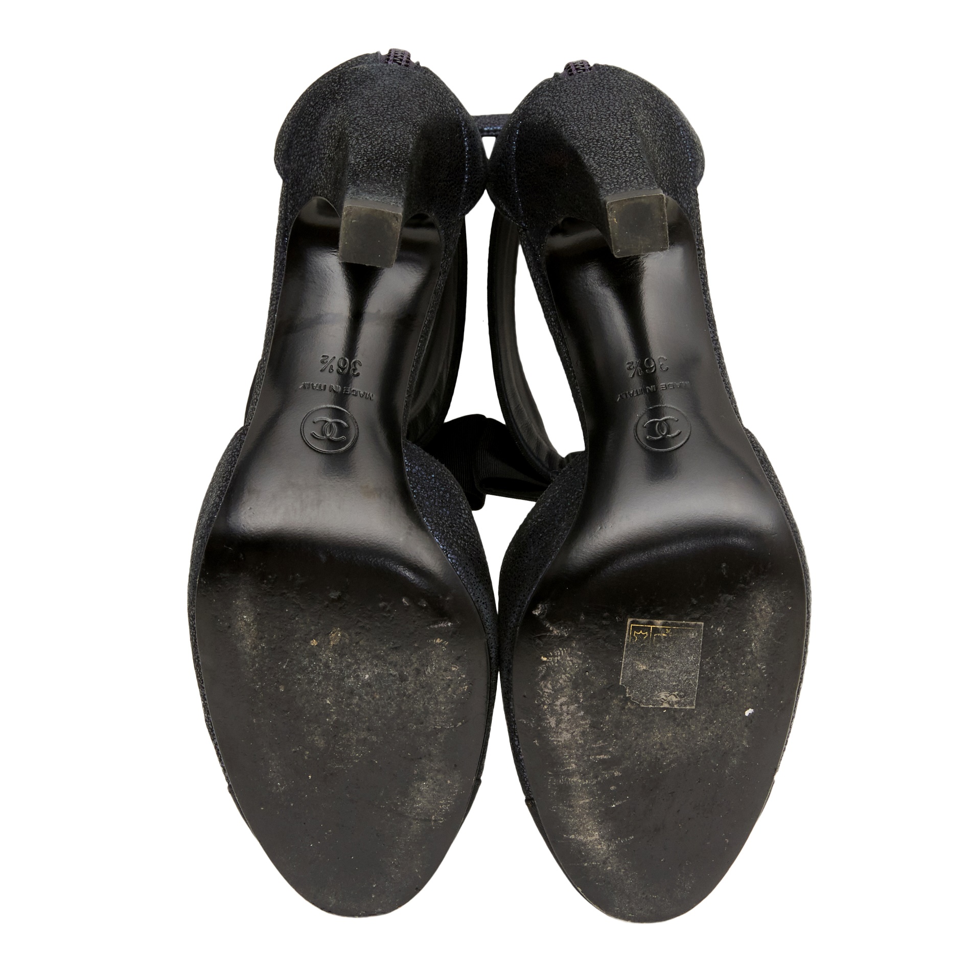 Chanel Metallic Navy CC Shoe Boot - Size 36.5 - Image 4 of 4