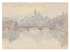 Rosa Wallis (British, 1857-c.1930) View down the Vltava river, Prague