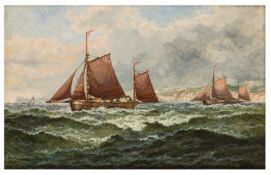 John Mundell (British, 1818-1875) Fishing Boats in the Channel