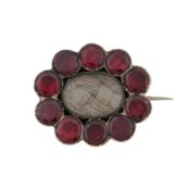 A garnet Georgian mourning brooch