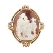 A large shell cameo brooch