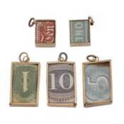 Five banknote charms