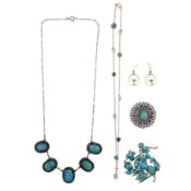 A collection of turquoise jewellery