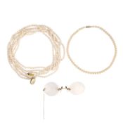 Two necklaces and a pair of spectacles