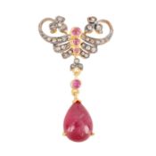 A ruby and diamond pendant