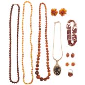 A collection of amber jewellery