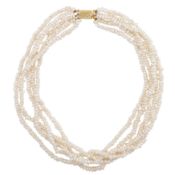 A multi strand rice pearl necklace