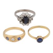Three gem-set rings